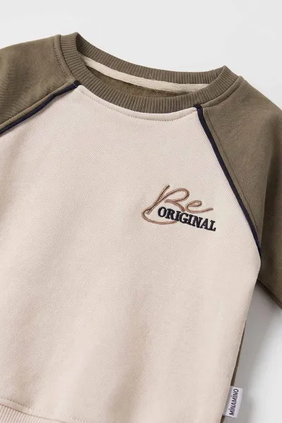 Yeşil (1-5 Yaş) Reglan Kol Kıl Biyeli Nakışlı 3 İp Şardonlu Erkek Çocuk Kışlık Takım 482606
