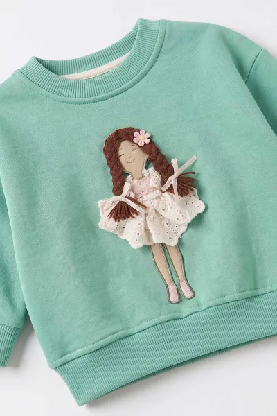 Yeşil (1-5 Yaş)Oyuncak Bebek Aksesuarlı   3 İp Şardonlu Kız Çocuk Kışlık Takım 499240