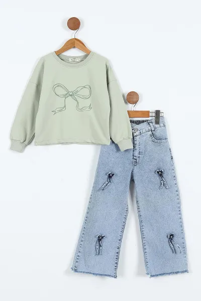 yesil-1-9-yas-fiyonk-baskili-sweatli-kot-pantolonlu-kiz-cocuk-2li-tkaim-410314