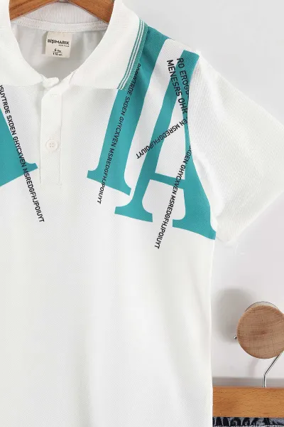 Yeşil (1-9 Yaş)Polo Yaka Baskılı Tişörtlü Kot Şortlu Erkek Çocuk Yazlık Takım 461102