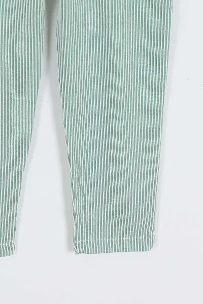 Yeşil (11-14 Yaş)Fitilli Likralı Erkek Çocuk Jogger Pantolon 357088