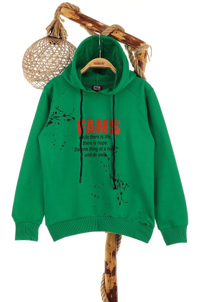 Yeşil (13-16 Yaş) Fans Baskılı Kapüşonlu İki İp Erkek Çocuk Sweat 151704