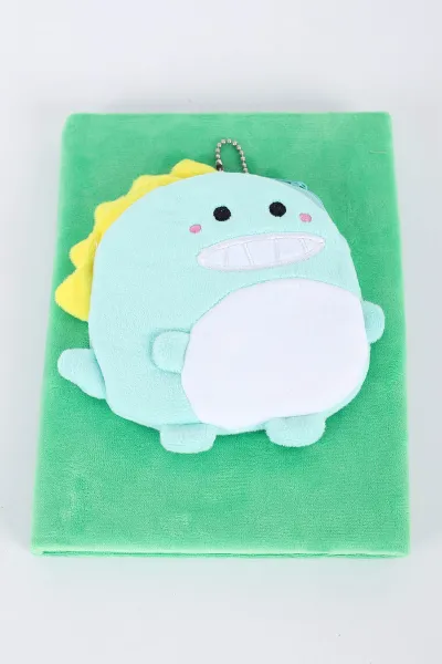 Yeşil 15x21 Cm Fermuar Cepli Peluş Günlük ve Hatıra Defteri 392772