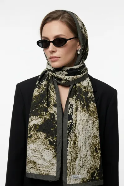 Yeşil 180x70 Cm Our Fashion Dijital Baskılı Desenli Bambu Kraş Şal 488559