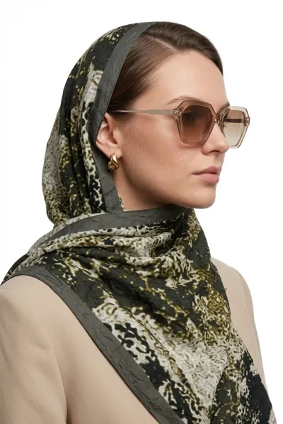 Yeşil 180x70 Cm Our Fashion Dijital Baskılı Desenli Bambu Kraş Şal 488559