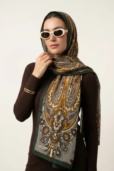 Yeşil 180x70 Cm Our Fashion Dijital Baskılı Desenli Soft Şal 488577