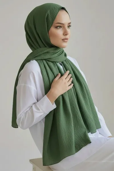 Yeşil 180x70 Pamuk Kraş Kırışmaz Şal 270828
