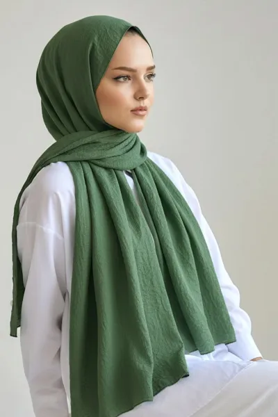 Yeşil 180x70 Pamuk Kraş Kırışmaz Şal 270828