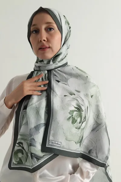 Yeşil 180x75 Cm Our Fashion Dijital Baskılı Desenli Bambu Kraş Şal 396733