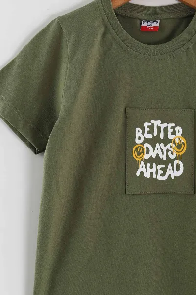 Yeşil (2-10 Yaş) Better Days     Cep Detaylı  Şortlu Penye Erkek Çocuk Yazlık Takım 437824