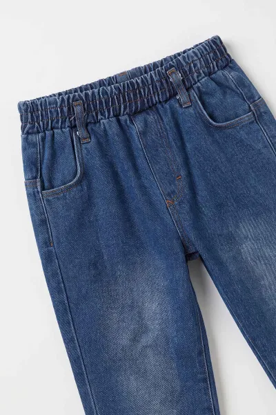 Yeşil (2-10 Yaş) Yarım Fermuar Yakalı Nakışlı Kot Pantolonlu Erkek Çocuk Takım 478503