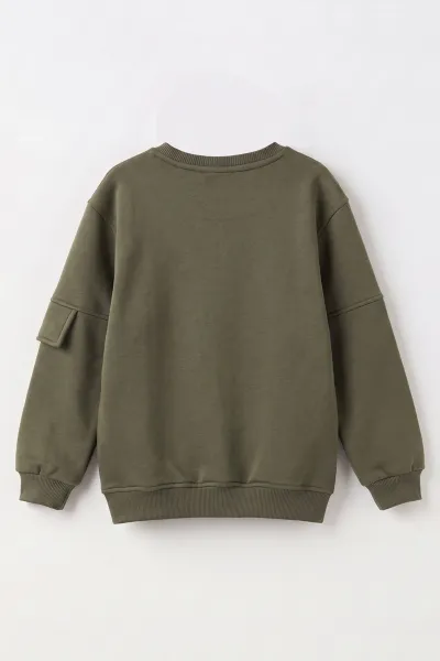 Yeşil (2-12 Yaş) Confident Kabartma Baskılı 3 İp Şardonlu Erkek Çocuk Sweatshirt 486879