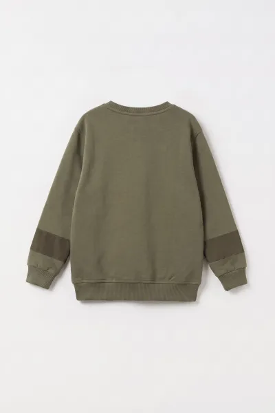 Yeşil (2-12 Yaş) R Nakışlı  İçi Şardonlu Erkek  Çocuk Sweatshirt 483307