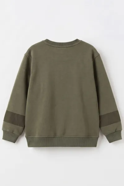 Yeşil (2-12 Yaş) Urban Nakışlı   İçi Şardonlu Erkek  Çocuk Sweatshirt 493817