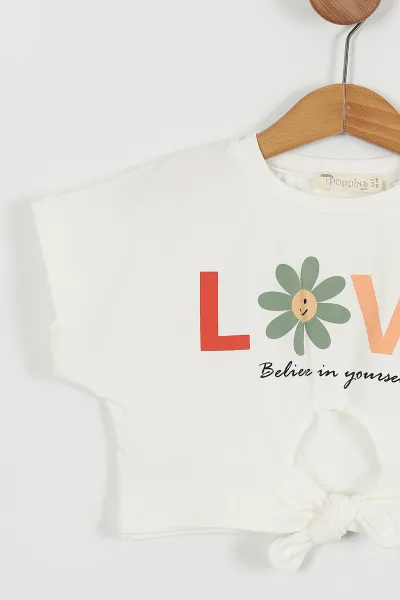 Yeşil (2-5 Yaş) Love Baskılı Belden Bağlamalı Kız Çocuk Takım 255193
