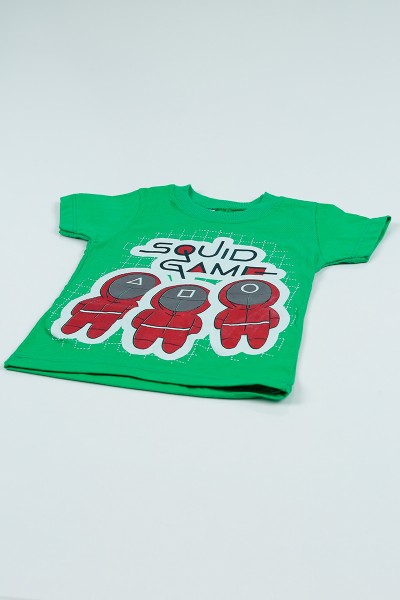 Yeşil (2-5 Yaş) Squid Game Baskılı Erkek Çocuk Şortlu Takım 97564