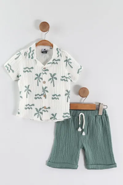 yesil-2-5-yaspalmiye-desenli-gomlekli-sortlu-erkek-cocuk-muslin-takim-459340