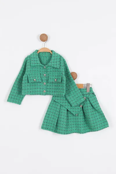 yesil-2-6-yas-ekose-dugme-detayli-pileli-etekli-kiz-cocuk-takim-327005