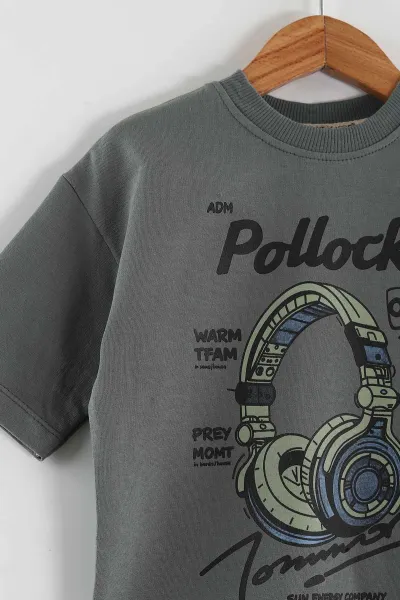 Yeşil (2-6 Yaş) Pollock Baskılı  Şortlu Süprem Erkek Çocuk Yazlık Takım 438096