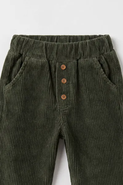 Yeşil (2-6 Yaş) Süzene Nakışlı 3 İp Şardonlu Sweatli Kadife Pantolonlu Erkek Çocuk Kışlık Takım 501158