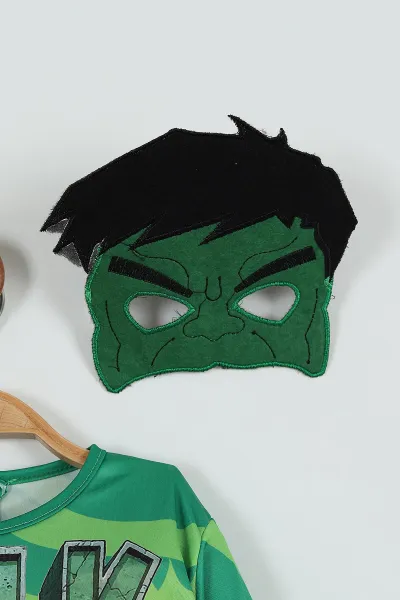 Yeşil (2-7 Yaş) Hulk Baskılı Maskeli Erkek Çocuk Kostüm 254049