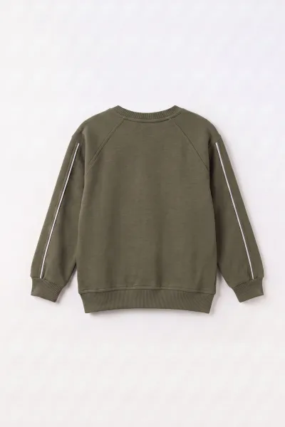 Yeşil (2-7 Yaş) Theless Nakışlı  İçi Şardonlu Erkek  Çocuk Sweatshirt 483294