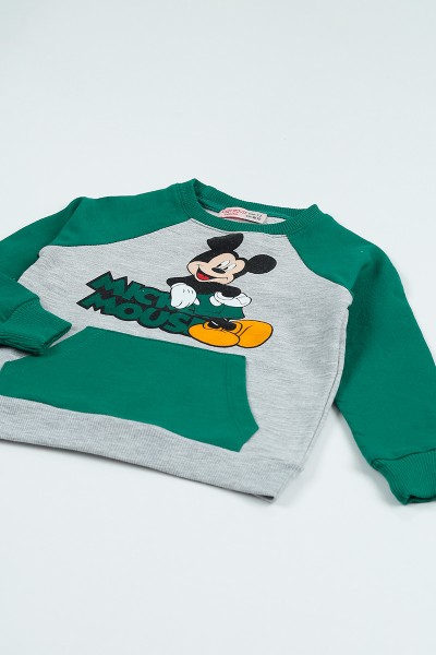 Yeşil (2-8 Yaş) Mickey Mouse Baskılı Erkek Çocuk Takım 96613