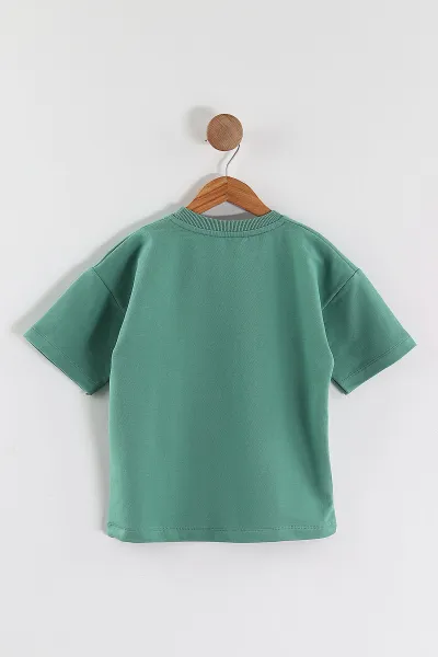 Yeşil (3-10 Yaş) Skate  Baskılı Oversize Erkek Çocuk Tişört 469017