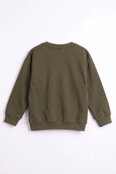 Yeşil (3-12 Yaş) Dont Give Baskılı Erkek Çocuk Sweatshirt 479166