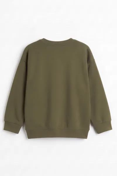 Yeşil (3-12 Yaş) Yazı Baskılı Erkek Çocuk Sweatshirt 478990