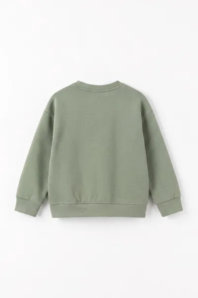 Yeşil (3-12 Yaş) Yazı Nakışlı Erkek Çocuk Sweatshirt 473817