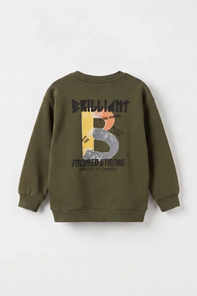 Yeşil (3-12 Yaş)Baskılı 2 İp Erkek Çocuk Sweatshirt 484122