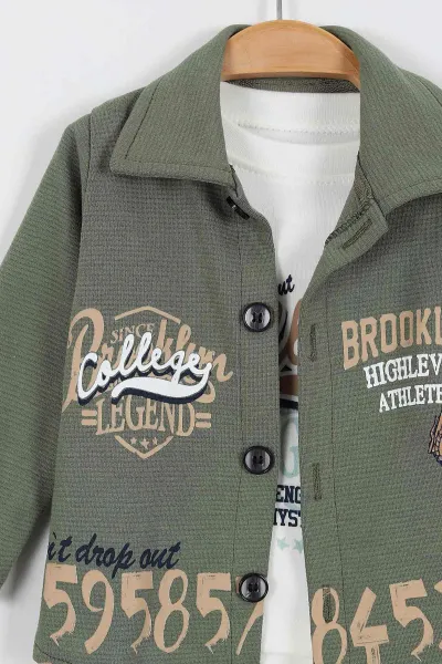 Yeşil (3-18 Ay) Brooklyn Legend Baskılı 3'lü Erkek Bebek Takım 340632