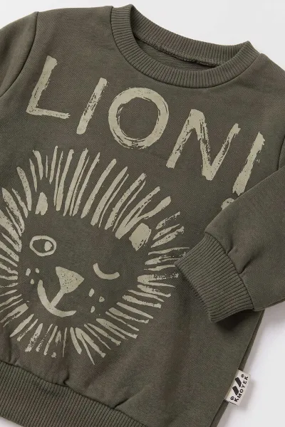 Yeşil (3-18 Ay) Lion  Baskılı 2 İp Erkek Bebek Mevsimlik Takım 481161