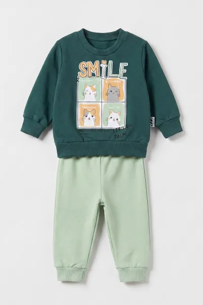 Yeşil (3-18 Ay) Smile Baskılı 2 İp Kız Bebek Mevsimlik Takım 481096