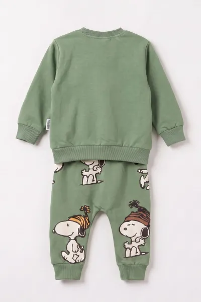 Yeşil (3-24 Ay)Peanuts Baskılı 2 İp Erkek Bebek Mevsimlik Takım 472793