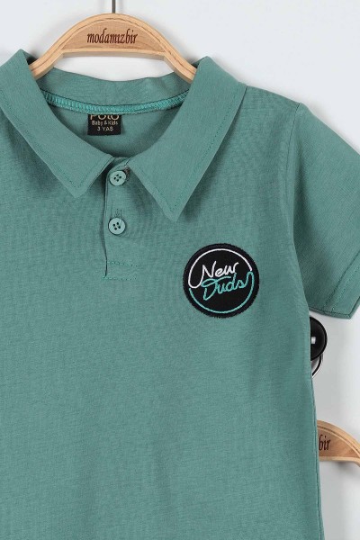 Yeşil (3-6 Yaş) New Duds Nakışlı Yakalı Düğme Detaylı Erkek Bebe Takım 183591
