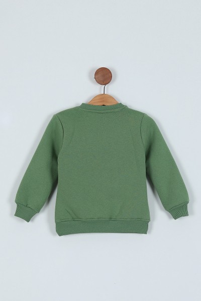 Yeşil (3-7 Yaş) Baskılı 3 İp Erkek Çocuk Sweatshirt 224320