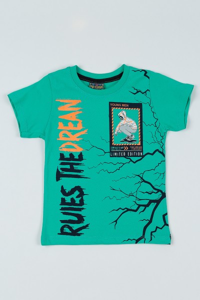 Yeşil (3-7 Yaş) Street Style Erkek Çocuk Tişört 94532