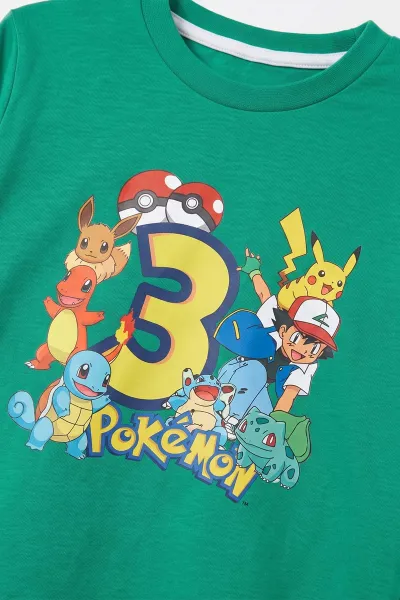 Yeşil (3-8 Yaş) Karakter Baskılı İnterlok Kumaş Erkek Çocuk Pijama Takım 491032