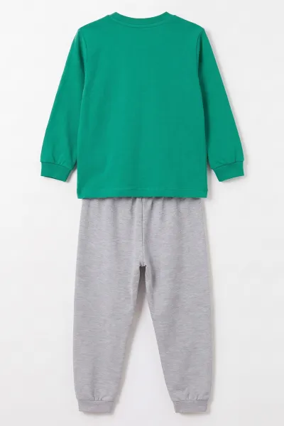 Yeşil (3-8 Yaş) Karakter Baskılı İnterlok Kumaş Erkek Çocuk Pijama Takım 491032