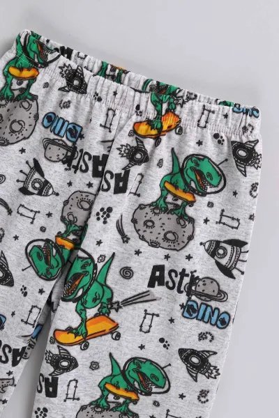 Yeşil (4-10 Yaş) Desenli 2 İp Erkek Çocuk Pijama Takım 483315