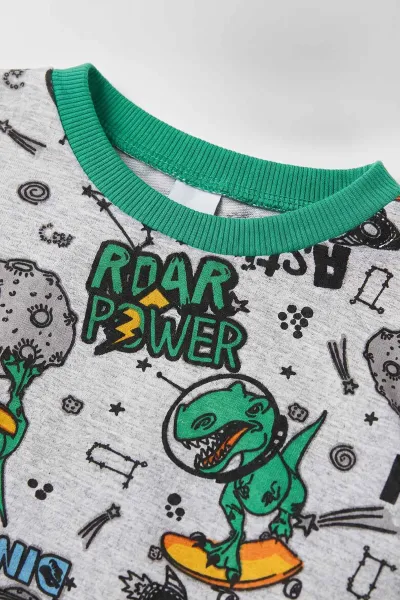Yeşil (4-10 Yaş) Desenli 2 İp Erkek Çocuk Pijama Takım 483315