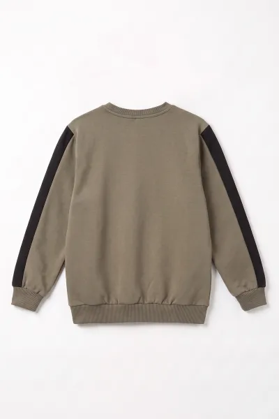 Yeşil (4-12 Yaş)Kol Parçalı  2 İp Erkek Çocuk Sweatshirt 493696