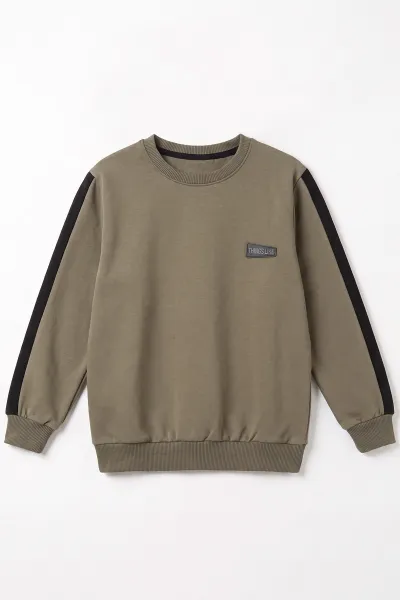 Yeşil (4-12 Yaş)Kol Parçalı  2 İp Erkek Çocuk Sweatshirt 493696