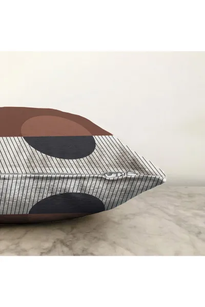 Kahverengi 43x43 Dijital Baskılı Fermuarlı Modern Kırlent Kılıfı 272900