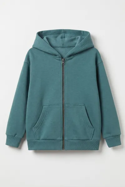 yesil-5-12-yas-baskisiz-fermuarli-kapusonlu-3-ip-sardonlu-erkek-cocuk-sweatshirt-483573