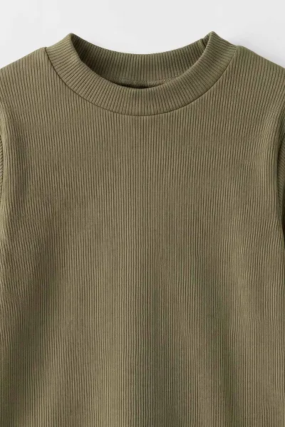 Yeşil (5-12 Yaş) Yarım Balıkçı Yaka Kaşkorse Çocuk Body Sweatshirt 495515