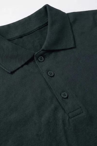 Yeşil (5-13 Yaş) Kısa Kol Polo Yaka Unisex Çocuk Okul Tişörtü 480884