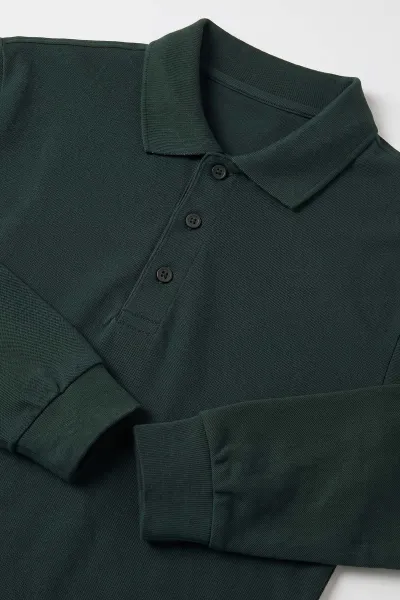 Yeşil (5-13 Yaş) Uzun Kol Polo Yaka Unisex Çocuk Okul Sweatshirt 498792